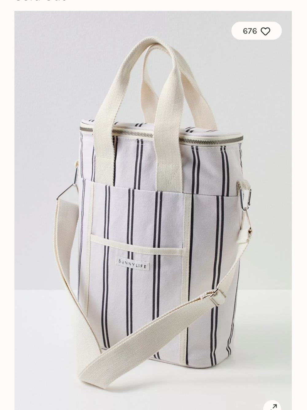 Sunnylife Vertical Striped Cooler Tote - Cream & Black free people